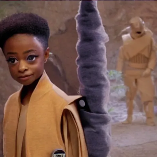 Prompt: Skai jackson as a jedi in star wars