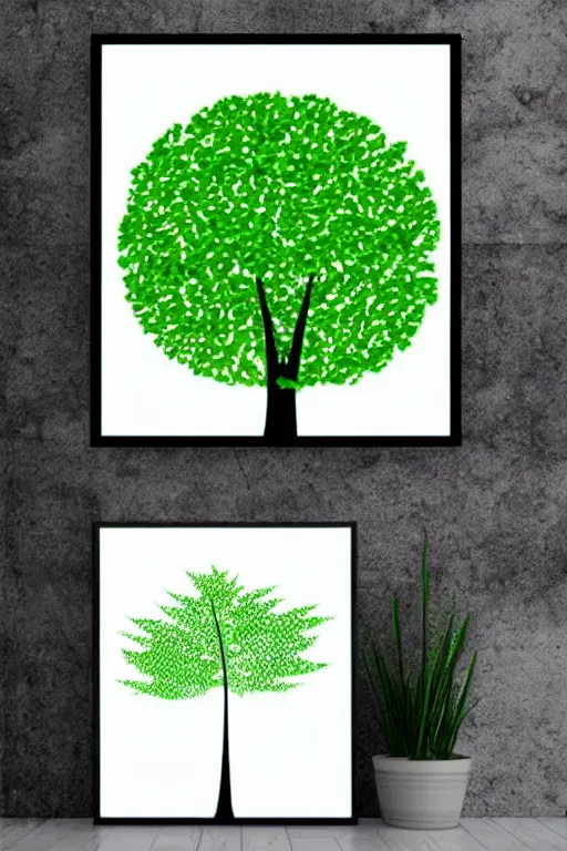 Prompt: minimalist boho style art of a tree with green leaves