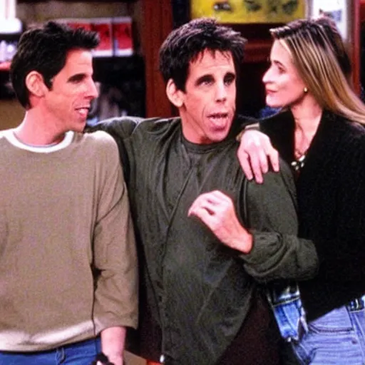 Prompt: still of Ben Stiller appearance on Friends, 90s