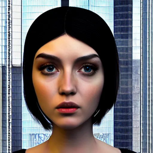 Prompt: realistic 3D render of a 27 year old hacker, cyberpunk theme, Margaret Keane style
