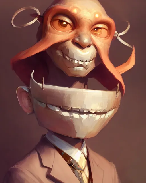 Image similar to character concept art of the happy mask salesman | | cute - fine - face, pretty face, realistic shaded perfect face, fine details by stanley artgerm lau, wlop, rossdraws, james jean, andrei riabovitchev, marc simonetti, and sakimichan, tranding on artstation