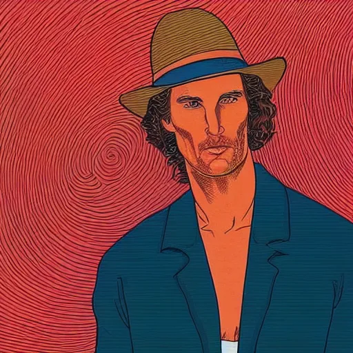 Image similar to “ matthew mcconaughey retro minimalist portrait by jean giraud, moebius starwatcher comic, 8 k ”