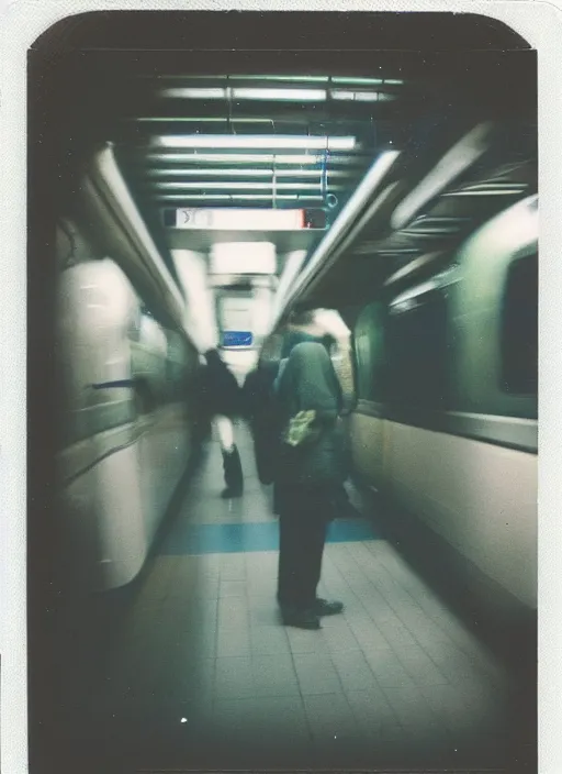 Image similar to cursed polaroid photo of toronto subway