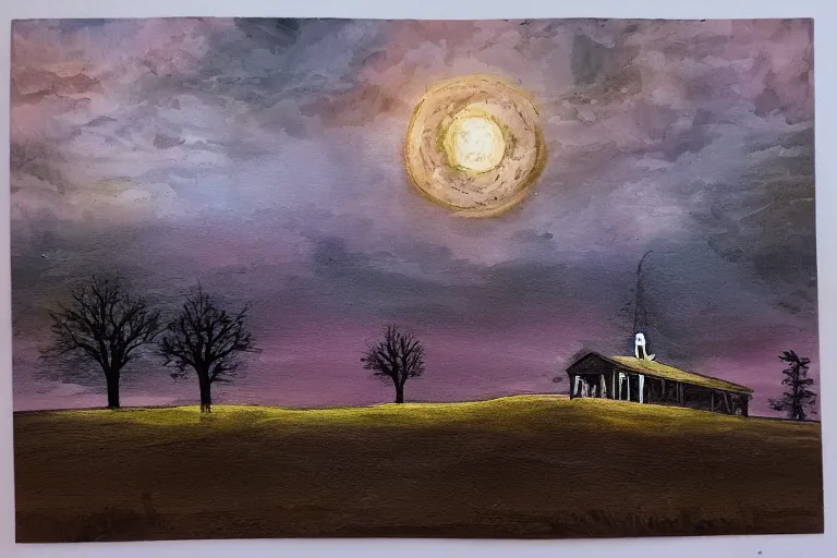 Image similar to a midnight gospel inspired landscape