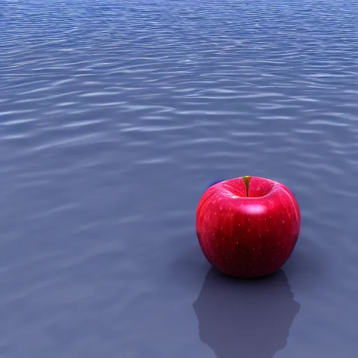 Prompt: An apple floats in water, 3d