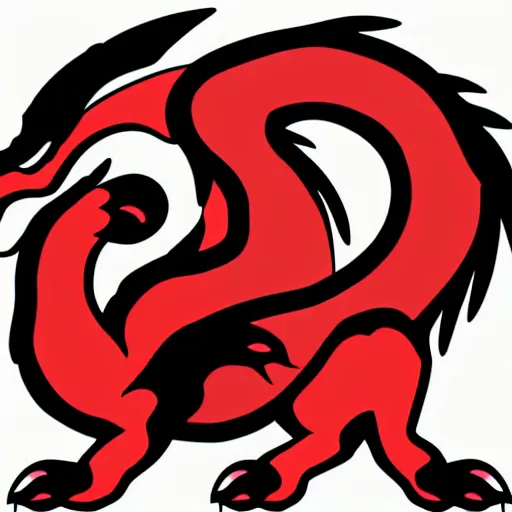 Image similar to vector art of welsh dragon and panda mixed, intercrossed, chimera, adobe illustrator