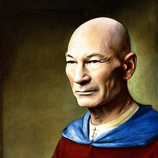 Image similar to Renaissance portrait painting of Patrick Stewart