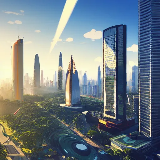 Image similar to futuristic sao paulo, 4 k, sunny day, art by terraform studio, art by ryan woodhouse