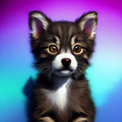 Image similar to photorealistic puppies, kittens, and rainbows. hyperdetailed photorealism, 1 0 8 megapixels, amazing depth, glowing rich colors, powerful imagery, psychedelic overtones, 3 d finalrender, 3 d shading, cinematic lighting, artstation concept art