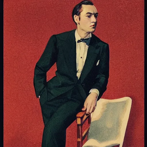 Image similar to “Jude Law portrait, color vintage magazine illustration 1950”