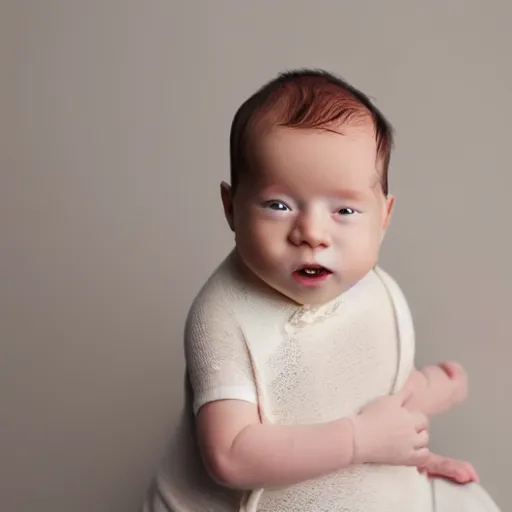 Prompt: new born kid on a white background standing