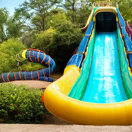 Prompt: waterslide overflowing with cockroaches