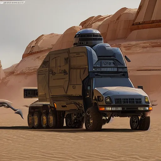 Prompt: velociraptor truck in star wars, futuristic dramatic lighting, intricate photorealism detail, cinematic composition, many exotic alien features, weta pixar, global illumation raytraced pbr