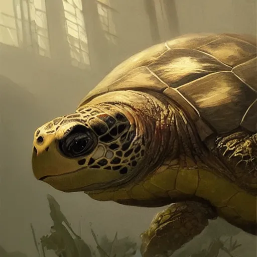 Prompt: turtle profile picture geog darrow greg rutkowski