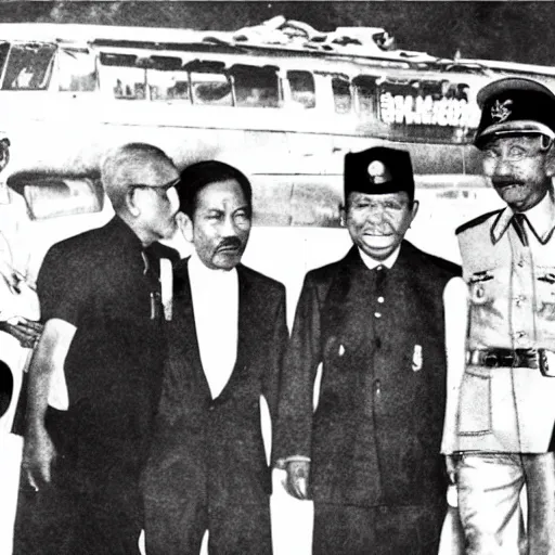 Prompt: joko widodo ( 1 9 2 8 ) bertemu dengan hitler - atas perjanjian kerjasama kereta cepat jerman - pertemuan ini berlangsung alot - tetapi akhirnya berujung dengan makan malam