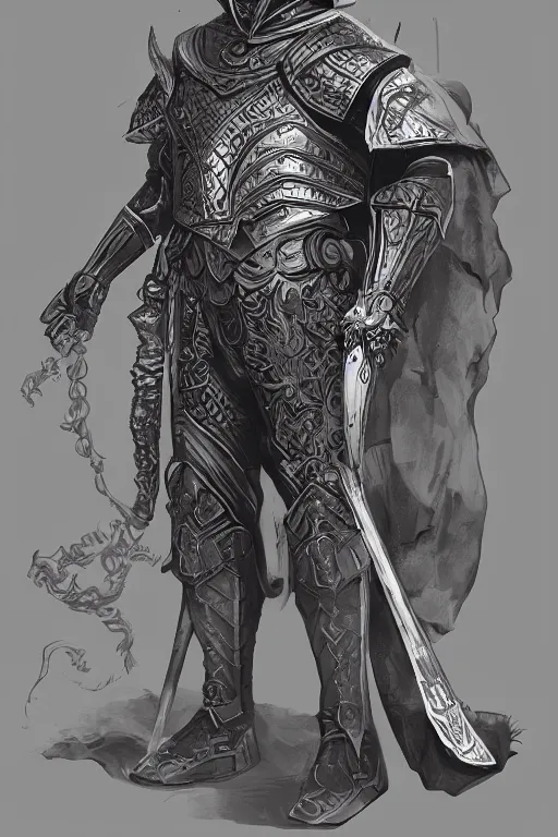 Prompt: man in ornate suit of armor imbued with magic, fantasy, medieval, character design, single character concept art, medium shot,