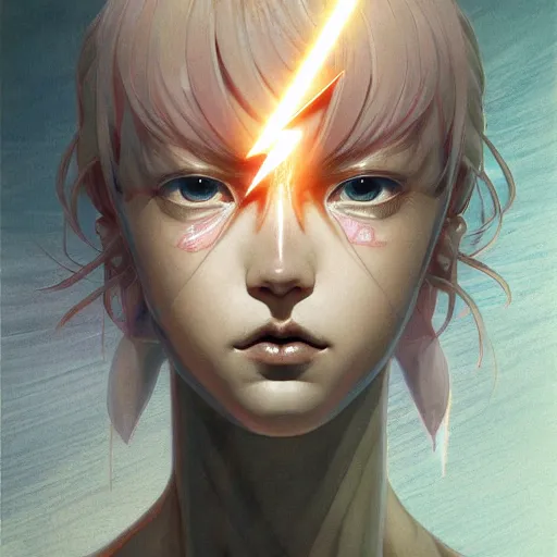 Image similar to prompt : lightning portrait soft light painted by james jean and katsuhiro otomo and erik jones, inspired by evangeleon anime, smooth face feature, intricate oil painting, high detail illustration, sharp high detail, manga and anime 1 9 9 9