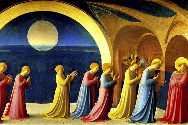 Prompt: i woke from a dream into the end of the world, by fra angelico, raphael, breathtaking colors, ultra detailed, finely detailed