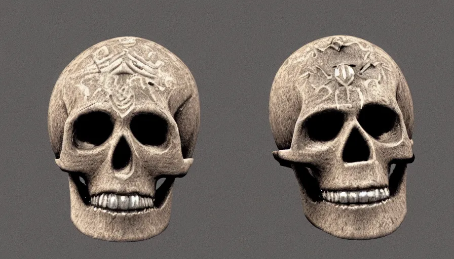 Prompt: single aztec skull
