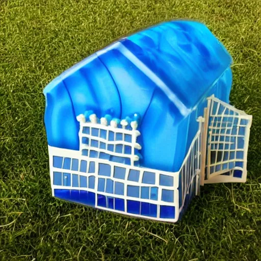 Prompt: a house made out of blue jello