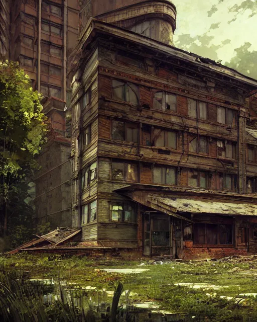 Prompt: a beautiful photorealistic highly detailed coach house city abandoned nature by winslow homer, apocalyptic studio ghibli universe evil postcyberpunk futuristic sci - fi elysian, archdaily, wallpaper, highly detailed, trending on artstation.