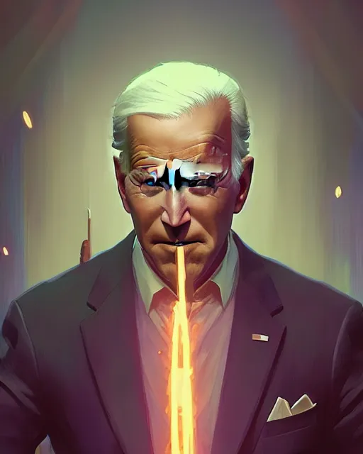 Prompt: highly detailed vfx portrait of a ferocious joe biden, stephen bliss, unreal engine, greg rutkowski, loish, rhads, beeple, makoto shinkai and lois van baarle, ilya kuvshinov, rossdraws, tom bagshaw, alphonse mucha, global illumination, detailed and intricate environment