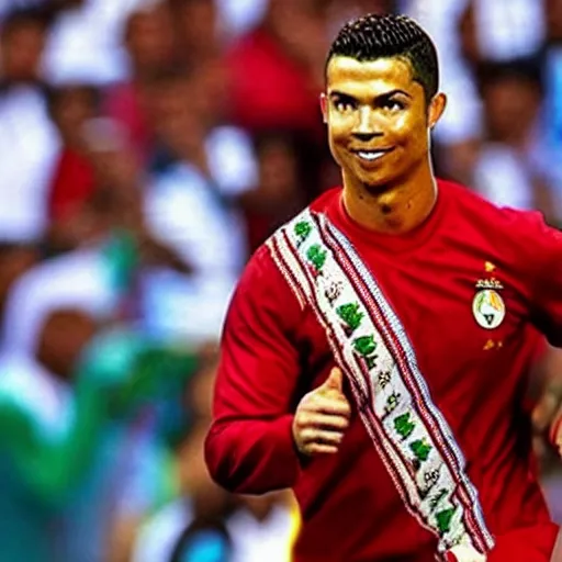 Image similar to Ronaldo wearing omani dishdasha