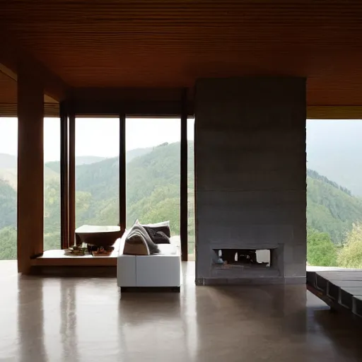 Image similar to a house by the river designed by peter zumthor