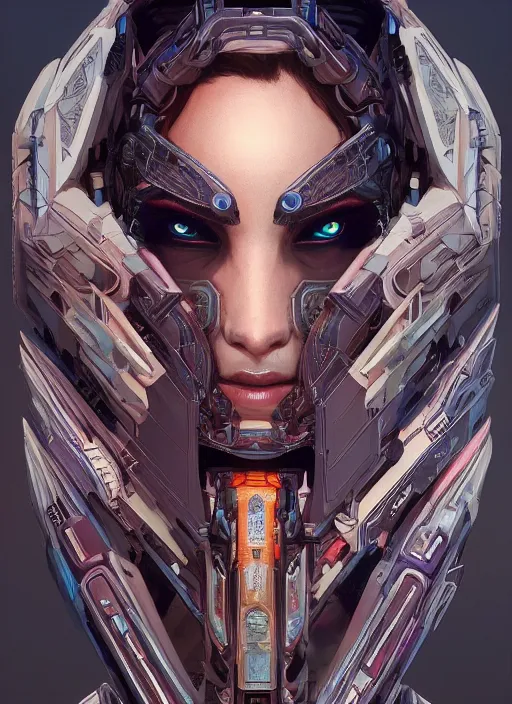 Image similar to symmetry!! portrait of cyberpunk alien in the style of horizon zero dawn, machine face, intricate, elegant, highly detailed, digital painting, artstation, concept art, smooth, sharp focus, illustration, art by artgerm and greg rutkowski and alphonse mucha, 8 k