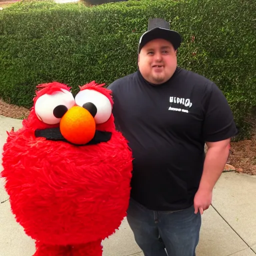 Prompt: thicc person wearing an elmo costume