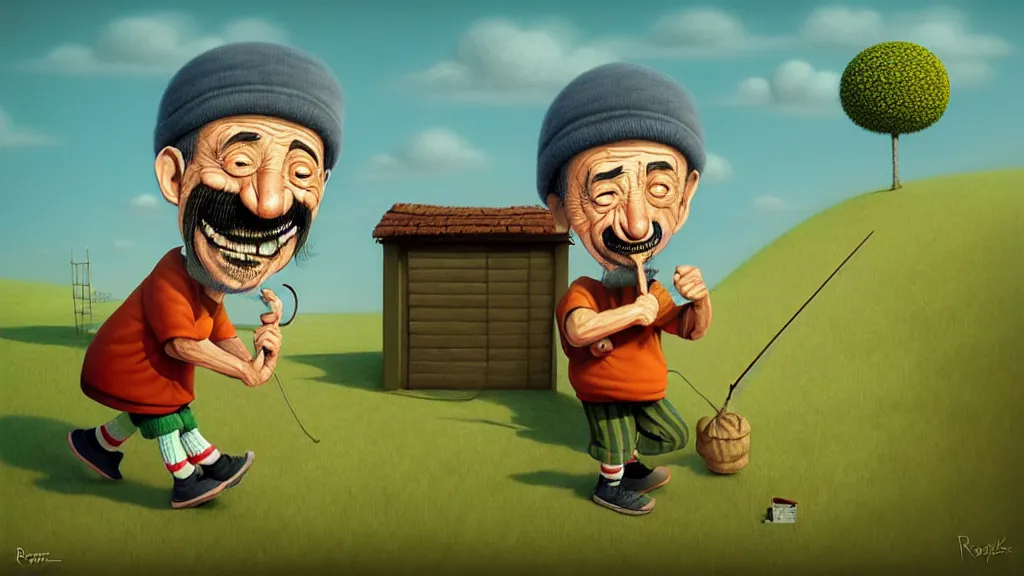 Image similar to illustration cartoon don ramon, seu madruga, el chavo del ocho, funny gediminas pranckevicius by roberto gomez bolanos