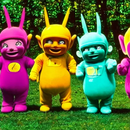 Prompt: The Teletubbies as Power Rangers