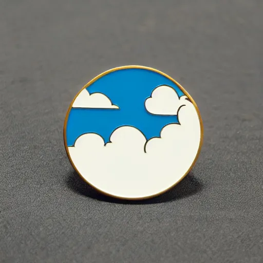 Image similar to clouds enamel pin, style of alumandink