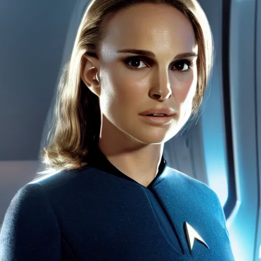 Prompt: Natalie Portman in Star Trek, (EOS 5DS R, ISO100, f/8, 1/125, 84mm, modelsociety,)