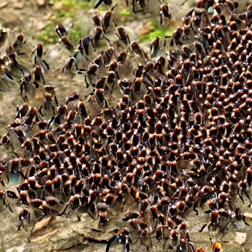 Prompt: camponotus vicinus swarm of ants t