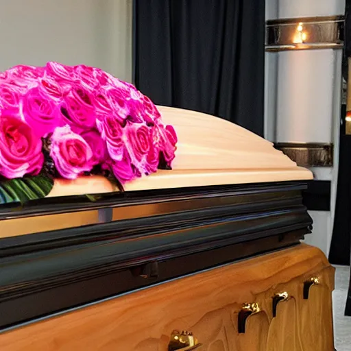 Prompt: A RGB coffin in a funeral