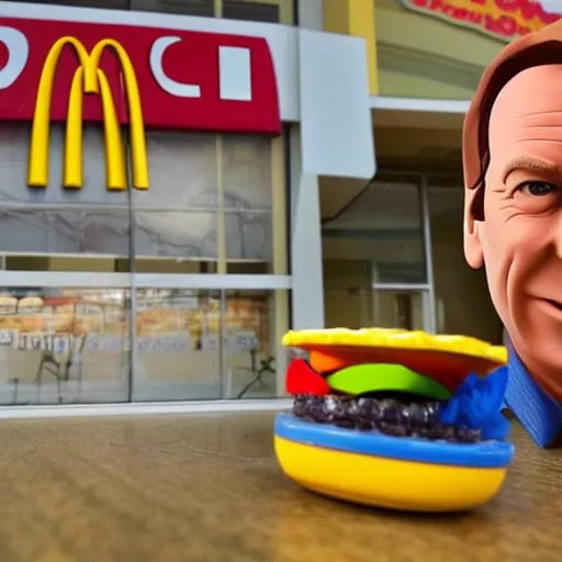 Image similar to saul goodman plastic mcdonalds toy realistic photo