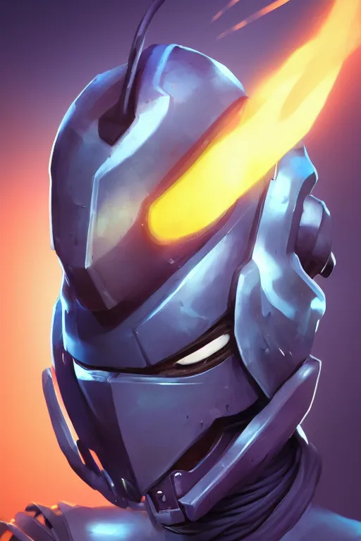 Image similar to epic mask helmet robot ninja portrait stylized as fornite style game design fanart by concept artist gervasio canda, behance hd by jesper ejsing, by rhads, makoto shinkai and lois van baarle, ilya kuvshinov, rossdraws global illumination radiating a glowing aura global illumination ray tracing hdr render in unreal engine 5