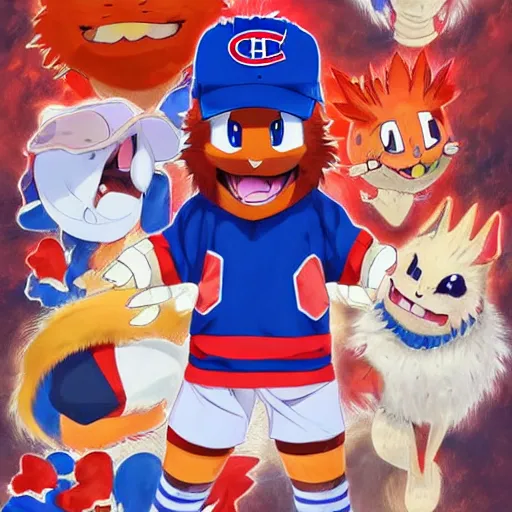 Image similar to anime Portrait of Youppi the Habs Montreal Canadiens Mascot as a very cute powerful and friendly pokemon, highly detailed anime, high evolution, 1990s, legendary, smooth, sharp focus, dynamic lighting, intricate, trending on ArtStation, illustration pokemon, art by WLOP