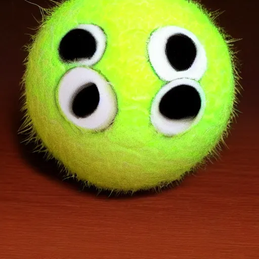 Image similar to photorealistic award winning photography tennis ball monster