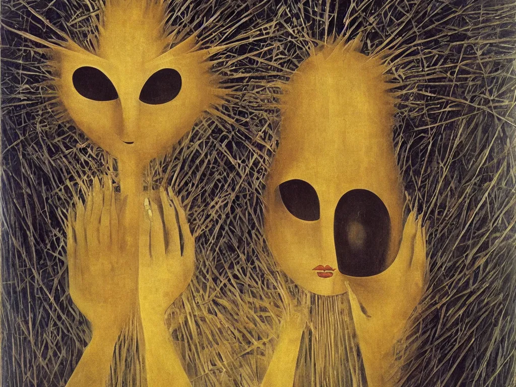 Image similar to the mother of all masks. painting by remedios varo, aoshima chiho