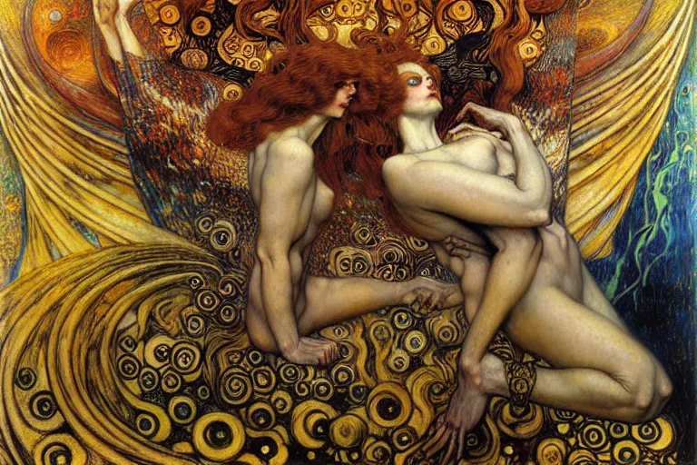 Image similar to Divine Chaos Engine by Karol Bak, Jean Delville, William Blake, Gustav Klimt, and Vincent Van Gogh, symbolist, visionary