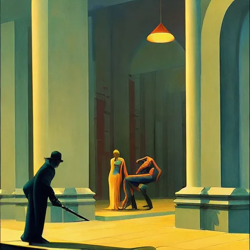 Image similar to Babylon berlin, very coherent, painted by Edward Hopper, Wayne Barlowe, painted by James Gilleard, airbrush, art by JamesJean