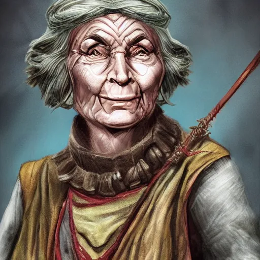 Image similar to old woman warriot fantasy, d & d, digital art