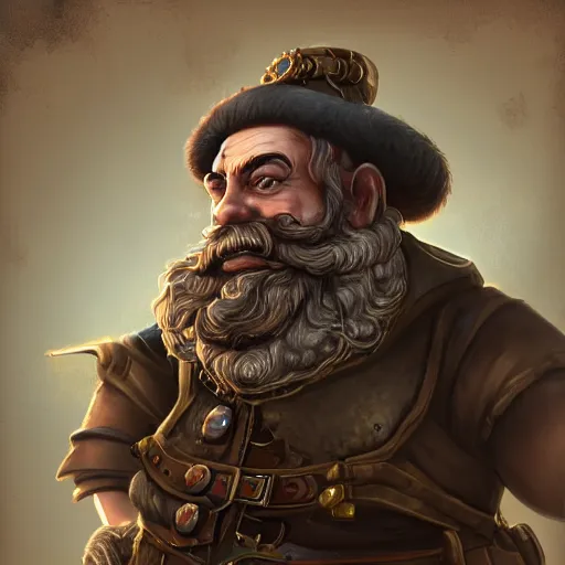 Image similar to a portrait painting of baradin the steampunk dwarf engineer from vermintide, highly detailed, fantasy, artstation, 8 k