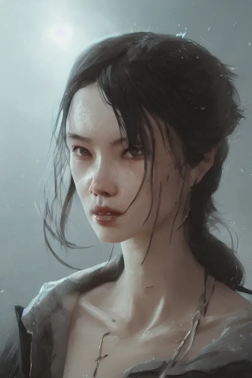 Prompt: A portrait of a cute and attractive women by Greg Rutkowski, Sung Choi, Mitchell Mohrhauser, Maciej Kuciara, Johnson Ting, Maxim Verehin, Peter Konig, Bloodborne, 8k photorealistic, cinematic lighting, HD, high details, dramatic, dark atmosphere, trending on artstation