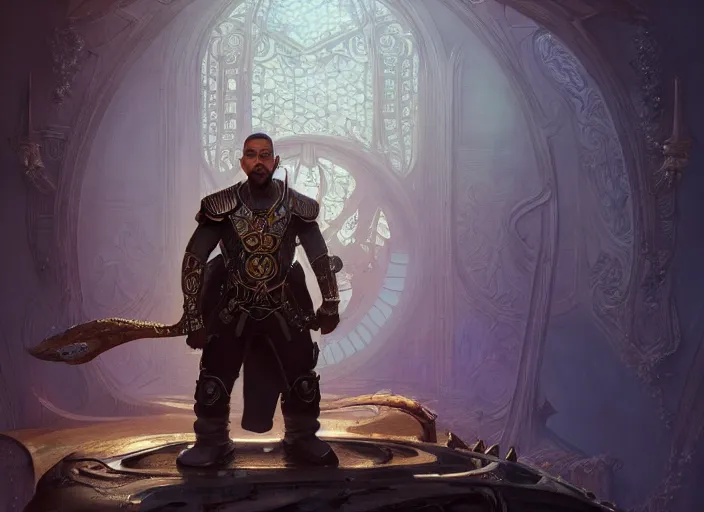 Image similar to will smith as oscar diggs, intricate, d & d, fantasy, art nouveau, digital painting, trending on artstation, sharp focus, wide shot, illustration, global illumination, ray tracing, art by artgerm and greg rutkowski and ruan jia