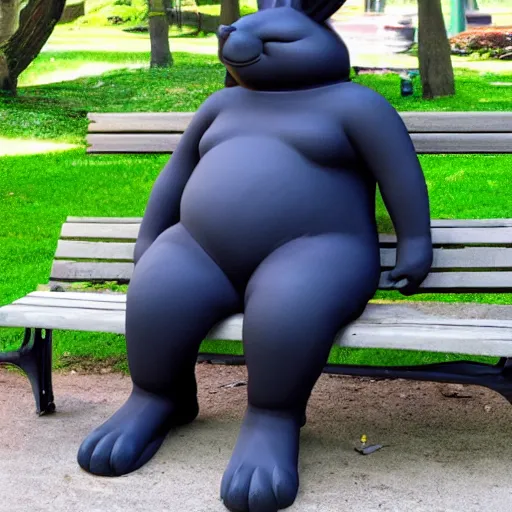 Image similar to big chungus chillin on a park bench