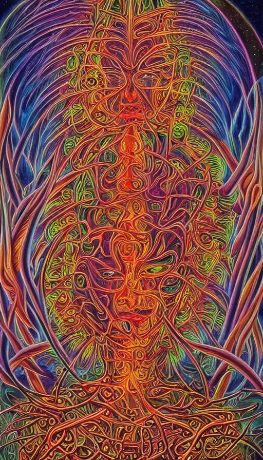 Image similar to Psytrance Artwork, by Alex Grey ,