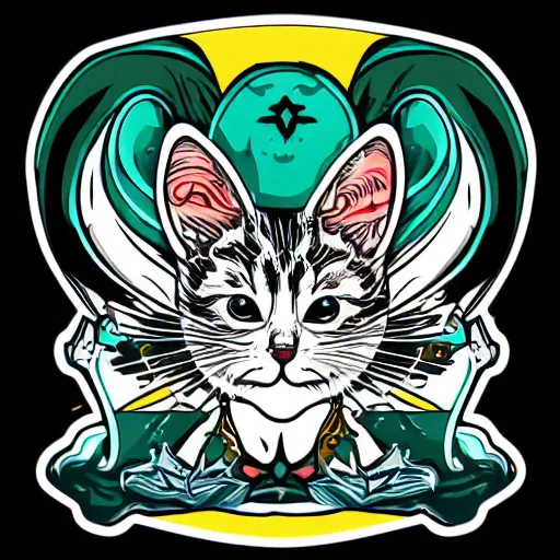 Image similar to Blood thirsty emperor of the world kitten, sticker, highly detailed, colorful, illustration, drama, smooth and clean vector curves, no jagged lines, vector art, smooth